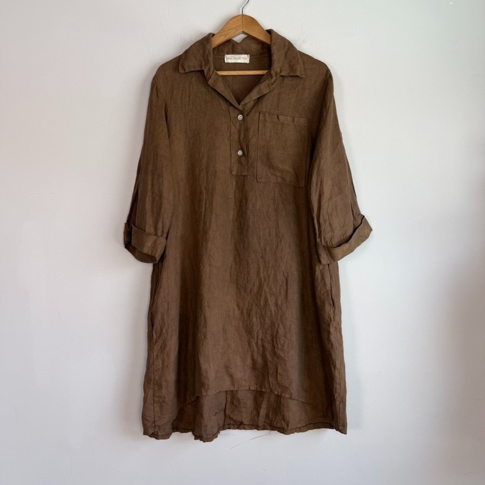 New Collection Linen Tunic Lagenlook One Size Made in Italy Minimalist Boho